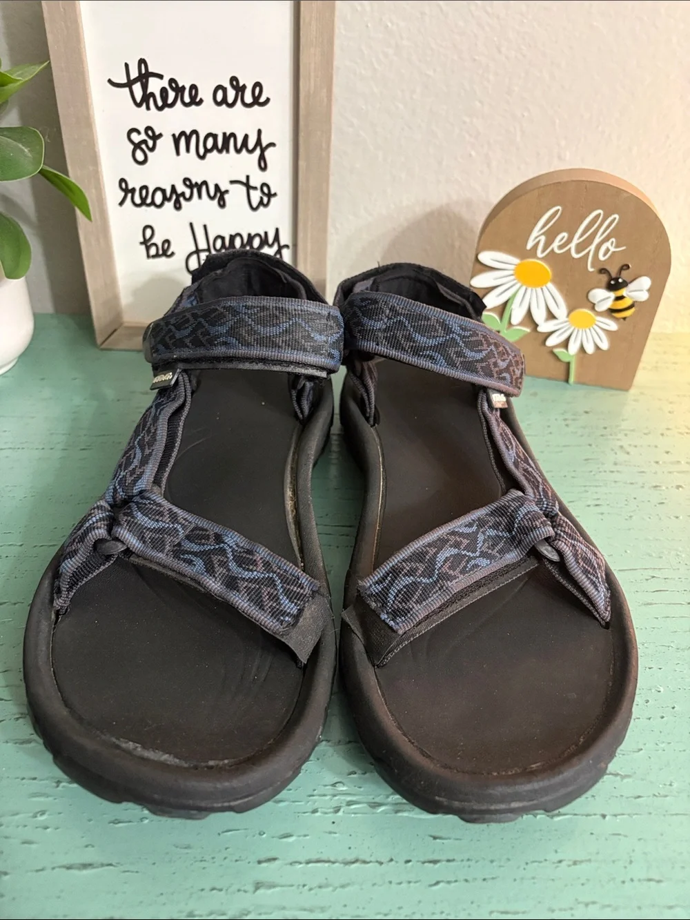 Teva Mens Black and Blue Strappy Sandals